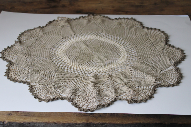 photo of vintage crochet doily, large centerpiece or retro wall art, modern boho natural neutral colors #1