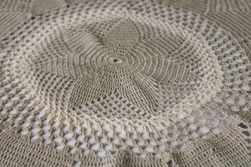 photo of vintage crochet doily, large centerpiece or retro wall art, modern boho natural neutral colors #3