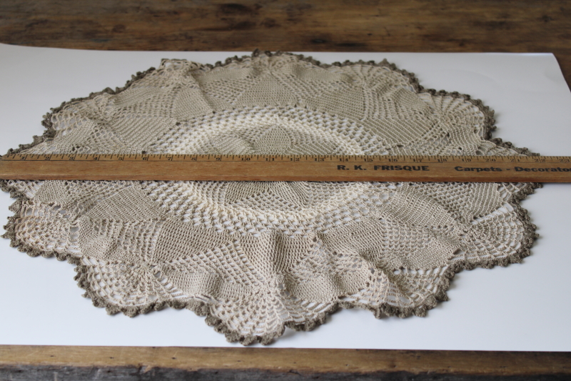 photo of vintage crochet doily, large centerpiece or retro wall art, modern boho natural neutral colors #4