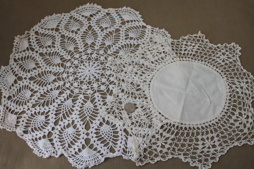 photo of vintage crochet doily lot of 12 old handmade doilies, crocheted cotton thread lace #3