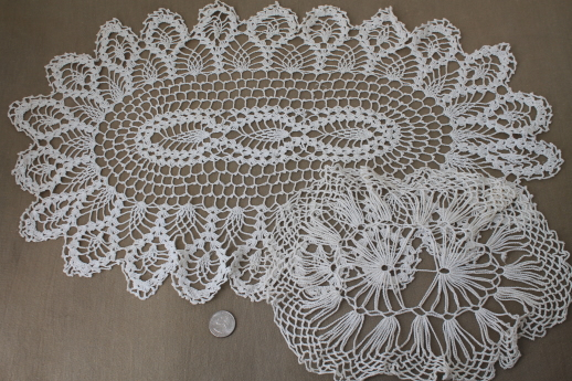 photo of vintage crochet doily lot of 12 old handmade doilies, crocheted cotton thread lace #5