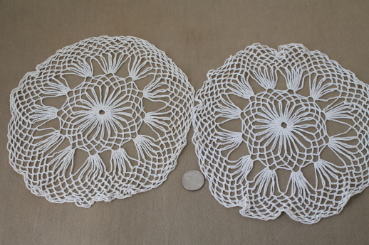 photo of vintage crochet doily lot of 12 old handmade doilies, crocheted cotton thread lace #6