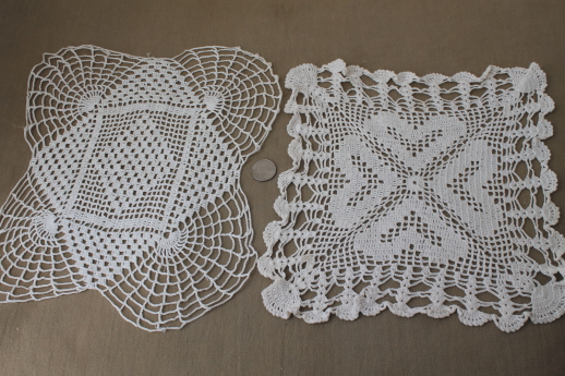 photo of vintage crochet doily lot of 12 old handmade doilies, crocheted cotton thread lace #7