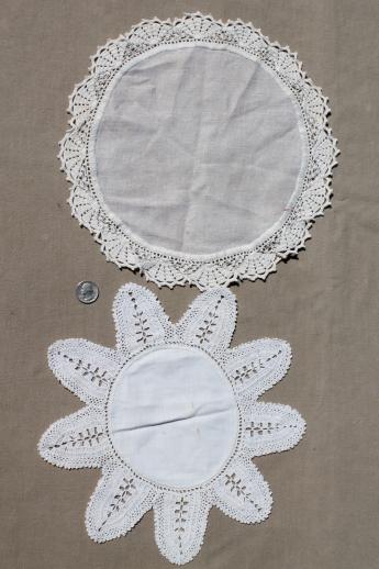 photo of vintage crochet doily lot, old handmade doilies, crocheted cotton thread lace #9