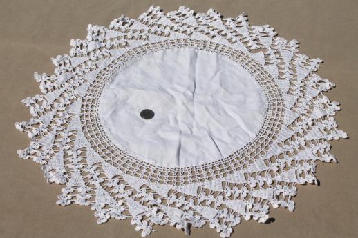 photo of vintage crochet doily lot, old handmade doilies, crocheted cotton thread lace #10