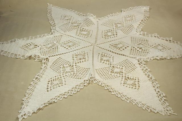 photo of vintage crochet doily table cover or topper mat, large star handmade crocheted lace #1