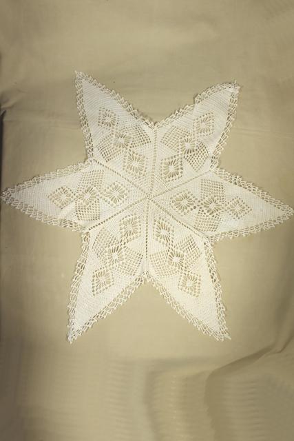 photo of vintage crochet doily table cover or topper mat, large star handmade crocheted lace #2