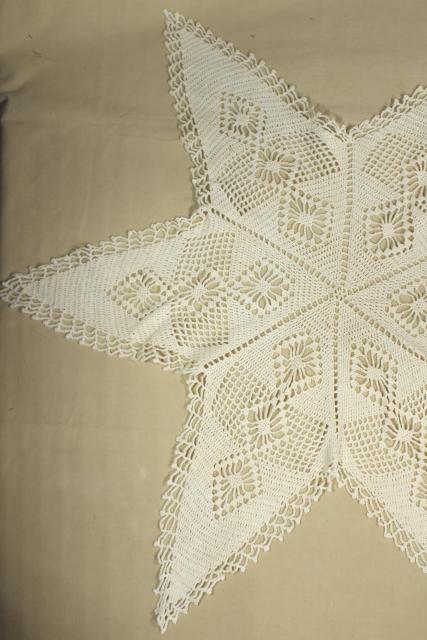 photo of vintage crochet doily table cover or topper mat, large star handmade crocheted lace #3