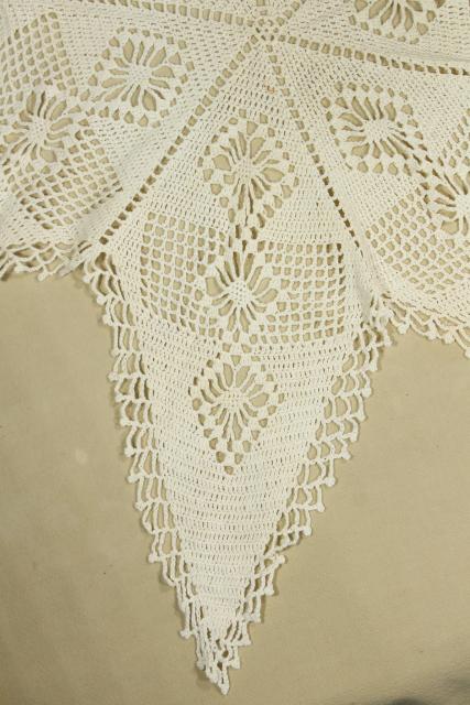 photo of vintage crochet doily table cover or topper mat, large star handmade crocheted lace #4