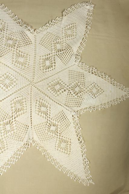 photo of vintage crochet doily table cover or topper mat, large star handmade crocheted lace #5