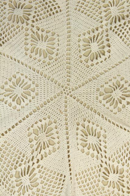 photo of vintage crochet doily table cover or topper mat, large star handmade crocheted lace #6