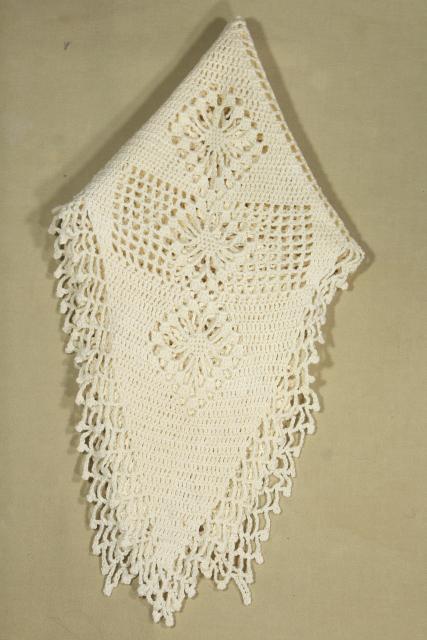 photo of vintage crochet doily table cover or topper mat, large star handmade crocheted lace #8