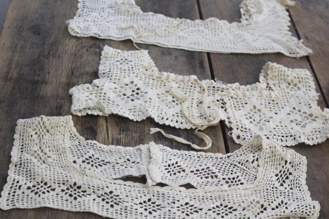 photo of vintage crochet lace camisole & night gown collars, antique trousseau whites #1