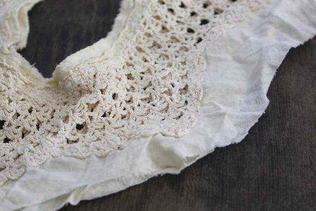 photo of vintage crochet lace camisole & night gown collars, antique trousseau whites #9