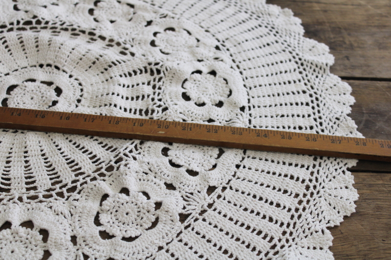 photo of vintage crochet lace centerpiece, small tablecloth or big doily boho hippie girl wall hanging #3