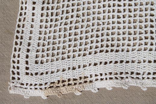 photo of vintage crochet lace curtain valance panels w/ daffodils, cottage style lace curtains #5