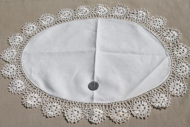 photo of vintage crochet lace doilies & embroidered rounds table mats w/ lacy edgings #9