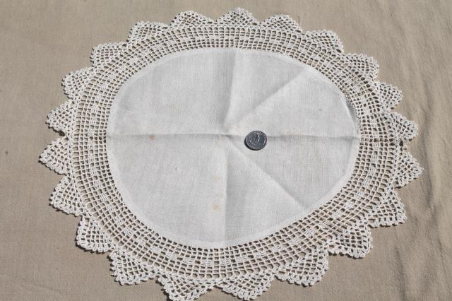 photo of vintage crochet lace doilies & embroidered rounds table mats w/ lacy edgings #14