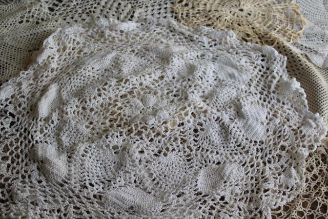 photo of vintage crochet lace doily lot, 16 lace doilies & centerpieces, table covers #7