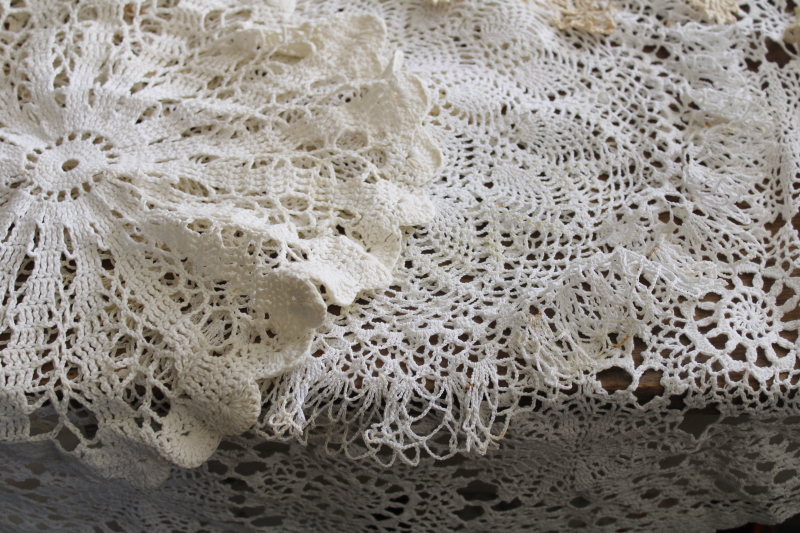 photo of vintage crochet lace doily lot, cottage style shabby chic lace doilies small sizes #4