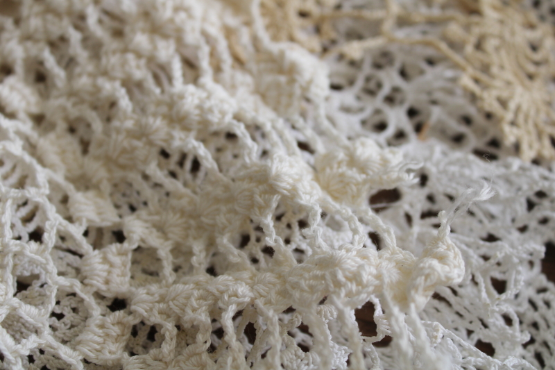 photo of vintage crochet lace doily lot, cottage style shabby chic lace doilies small sizes #5