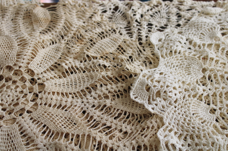 photo of vintage crochet lace doily lot, cottage style shabby chic lace doilies small sizes #7