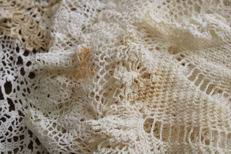 photo of vintage crochet lace doily lot, cottage style shabby chic lace doilies small sizes #8