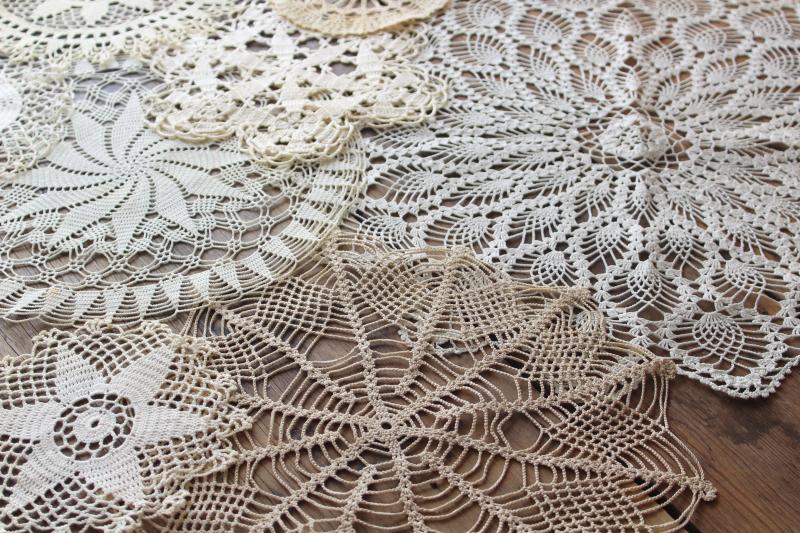 photo of vintage crochet lace doily lot, lace doilies for project crafts upcycled decor #3