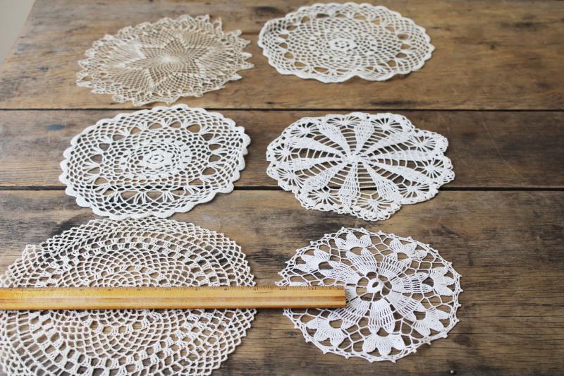 photo of vintage crochet lace doily lot, lace doilies for project crafts upcycled decor #2