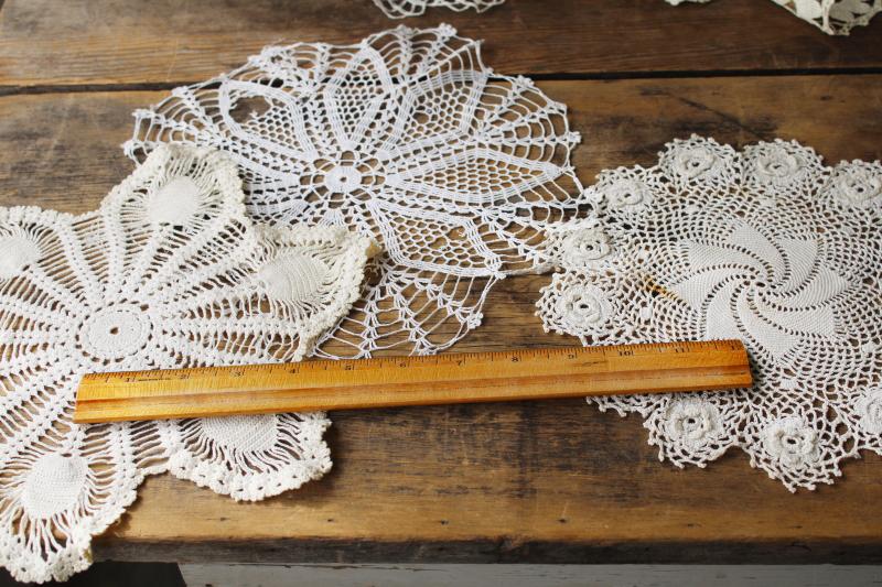 photo of vintage crochet lace doily lot, lace doilies for project crafts upcycled decor #4