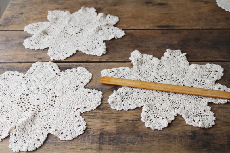 photo of vintage crochet lace doily lot, lace doilies for project crafts upcycled decor #5