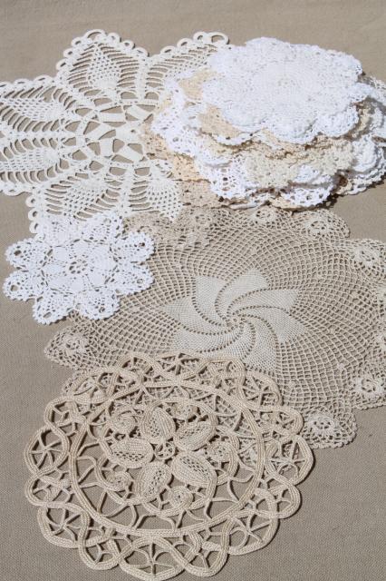 photo of vintage crochet lace doily lot - small doilies, coasters, goblet rounds #1