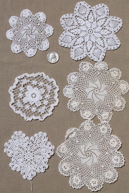 photo of vintage crochet lace doily lot - small doilies, coasters, goblet rounds #4