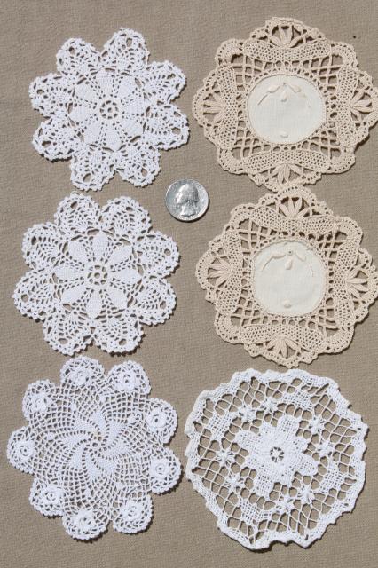 photo of vintage crochet lace doily lot - small doilies, coasters, goblet rounds #5