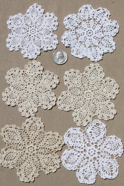 photo of vintage crochet lace doily lot - small doilies, coasters, goblet rounds #6