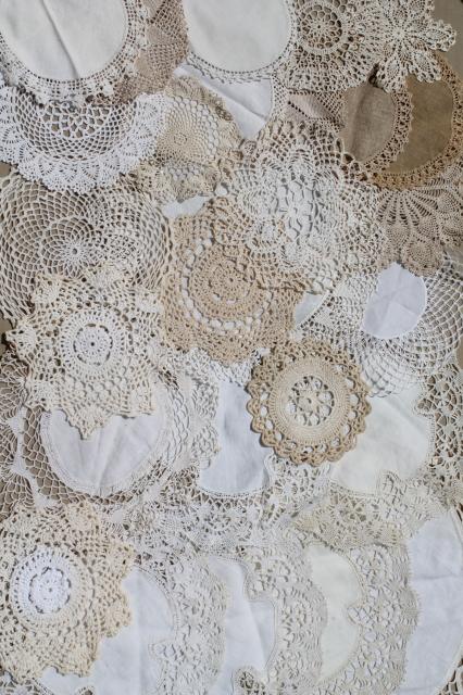 photo of vintage crochet lace doily lot - small doilies, coasters, goblet rounds place mats #1