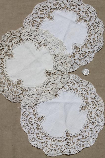 photo of vintage crochet lace doily lot - small doilies, coasters, goblet rounds place mats #4