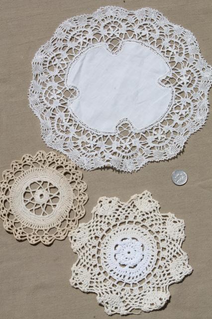 photo of vintage crochet lace doily lot - small doilies, coasters, goblet rounds place mats #5