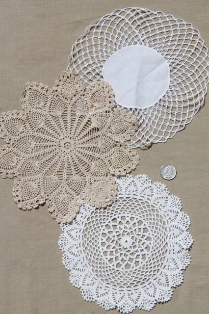 photo of vintage crochet lace doily lot - small doilies, coasters, goblet rounds place mats #6