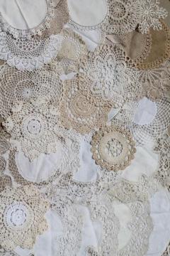 catalog photo of vintage crochet lace doily lot - small doilies, coasters, goblet rounds place mats