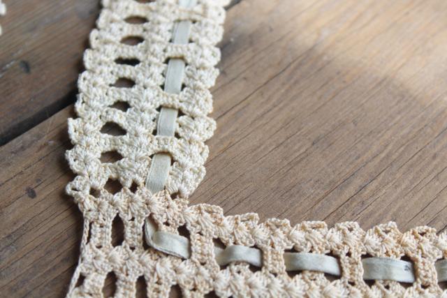 photo of vintage crochet lace frames, handmade wide edging in square rectangular shapes #5