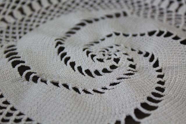 photo of vintage crochet lace tablecloth or table cover, huge handmade doily bohemian home decor #4