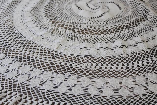 photo of vintage crochet lace tablecloth or table cover, huge handmade doily bohemian home decor #5