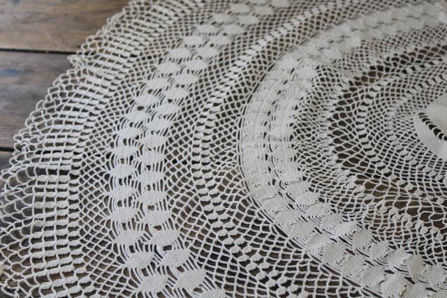 photo of vintage crochet lace tablecloth or table cover, huge handmade doily bohemian home decor #6