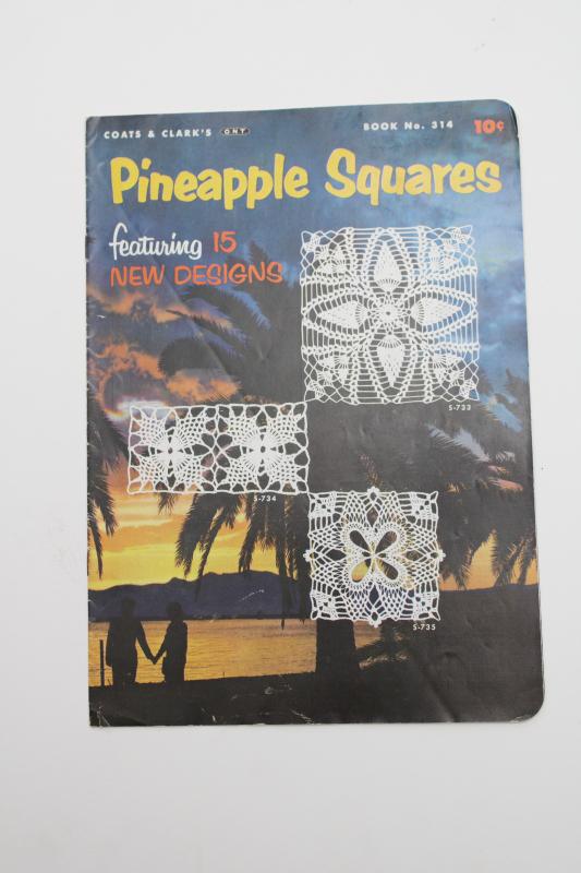 photo of vintage crochet pattern booklet, crocheted lace motifs pineapple patterns #1