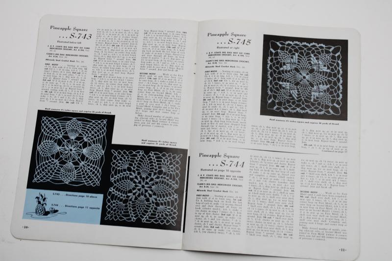 photo of vintage crochet pattern booklet, crocheted lace motifs pineapple patterns #3