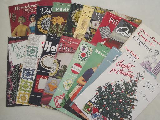 photo of vintage crochet pattern booklets, Star and Coats & Clark books of needlework patterns #1