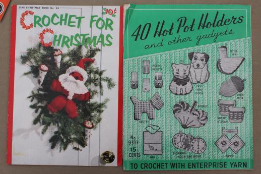 photo of vintage crochet pattern booklets lot, doll clothes, pot holders, crocheted lace patterns #3