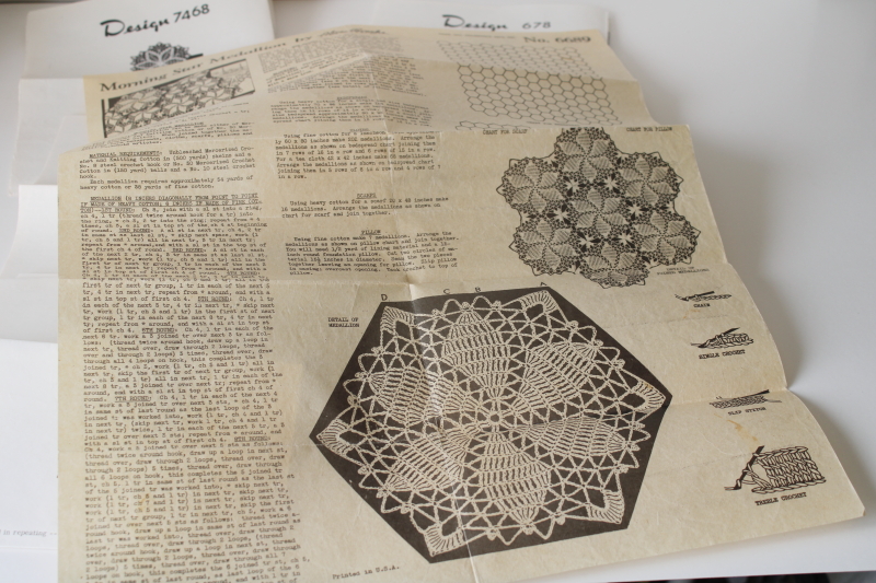 photo of vintage crochet patterns lot Alice Brooks pattern leaflets, crocheted doilies afghans lace tablecloth #2