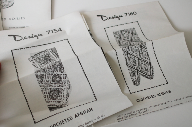 photo of vintage crochet patterns lot Alice Brooks pattern leaflets, crocheted doilies afghans lace tablecloth #4